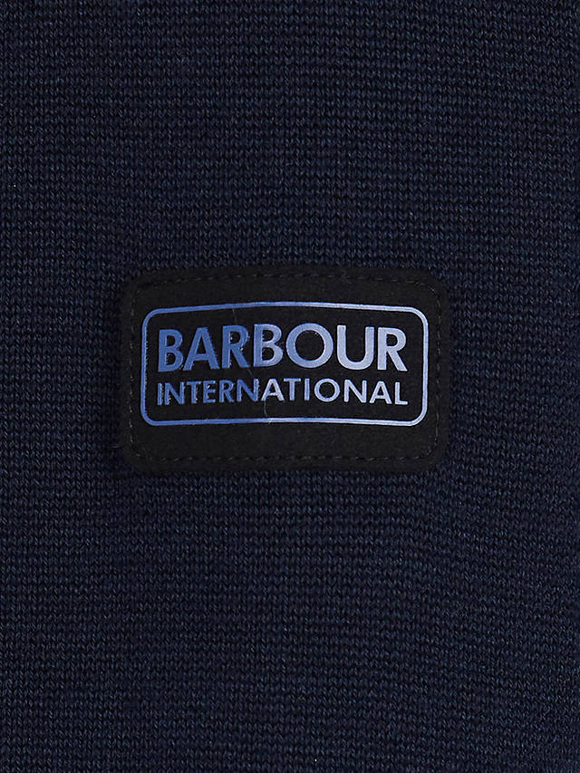 Barbour International Cotton Half Zip Knit Jumper, International Navy ...