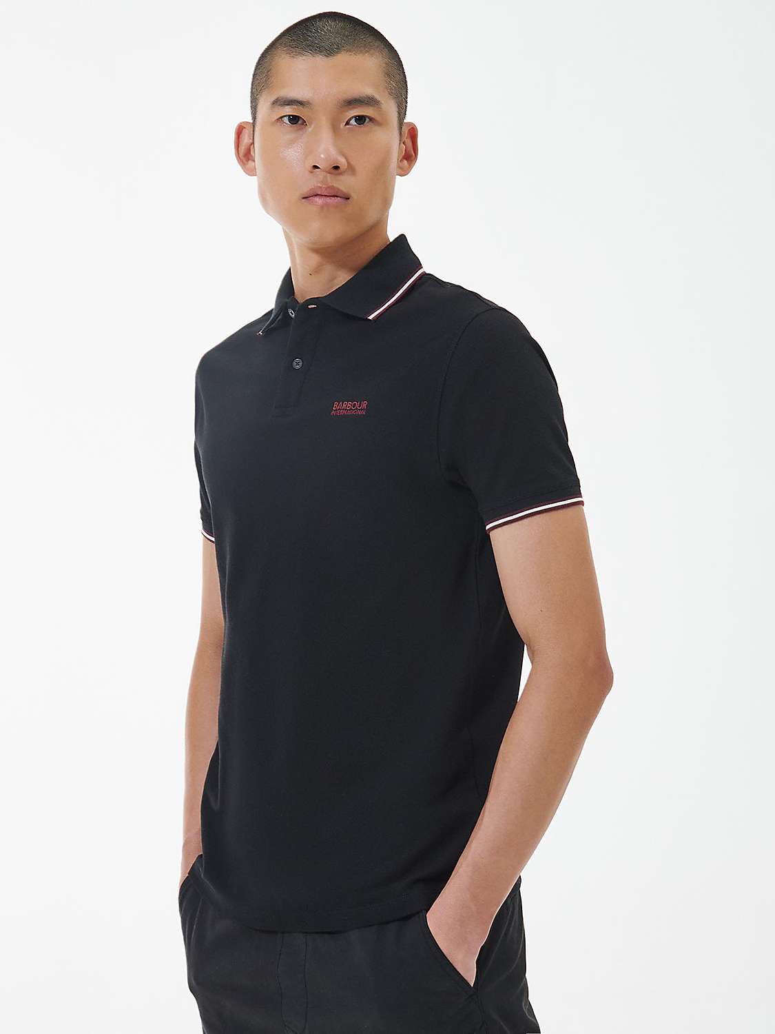 Barbour International Event Multi Tipped Polo, Black at John Lewis ...