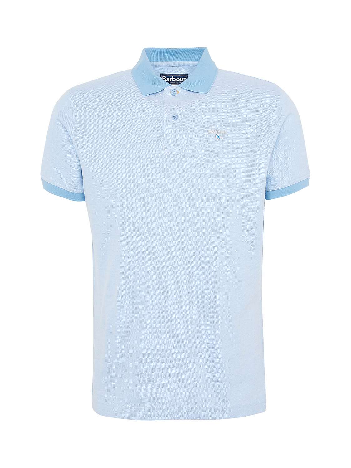 Barbour Essential Sports Mix Polo Shirt, Chambray at John Lewis & Partners