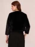 Adrianna Papell 3/4 Sleeve Faux Fur Jacket, Black