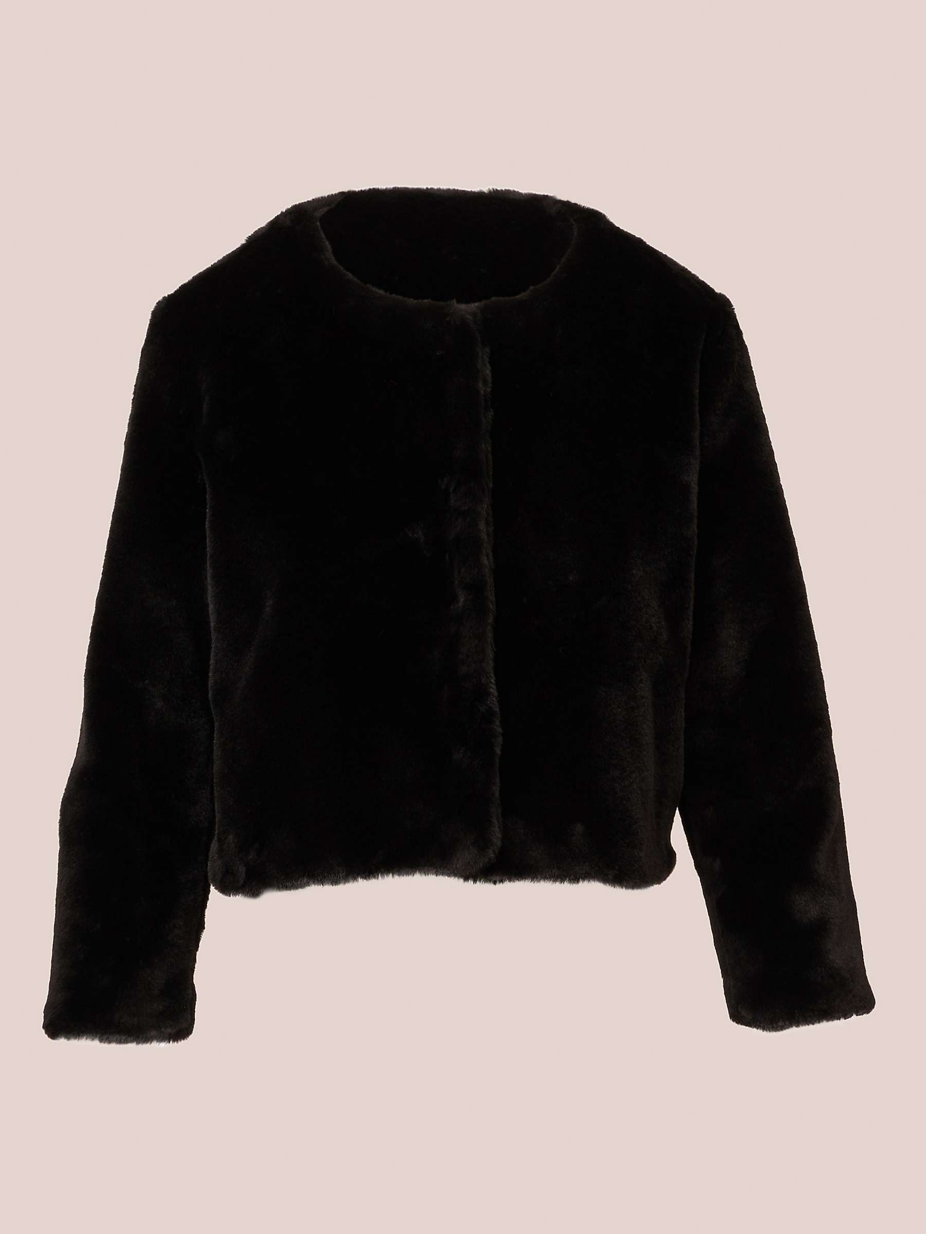Buy Adrianna Papell 3/4 Sleeve Faux Fur Jacket, Black Online at johnlewis.com