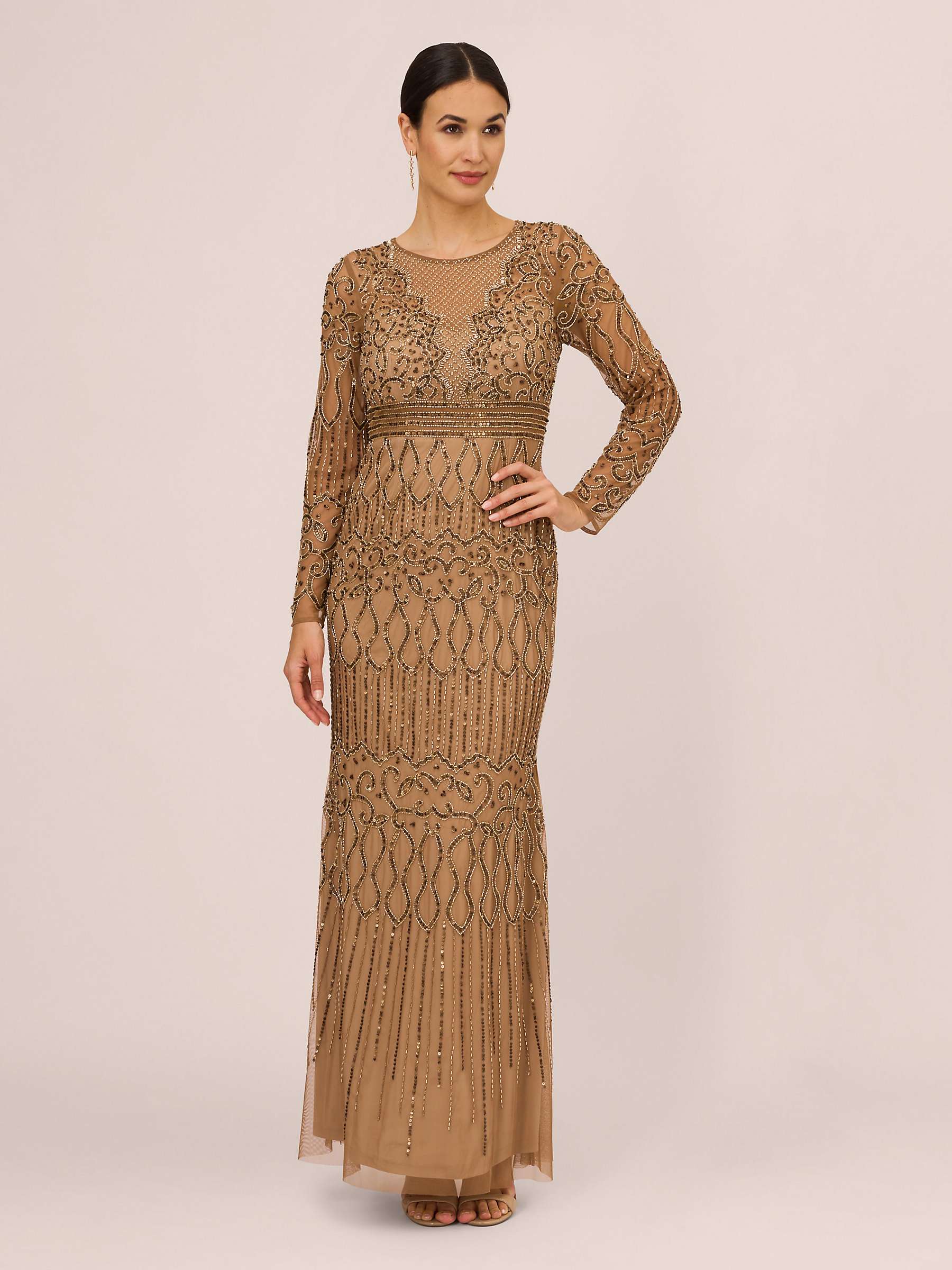 Buy Adrianna Papell Covered Bead Maxi Dress, Copper Online at johnlewis.com