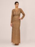 Adrianna Papell Covered Bead Maxi Dress, Copper, Copper