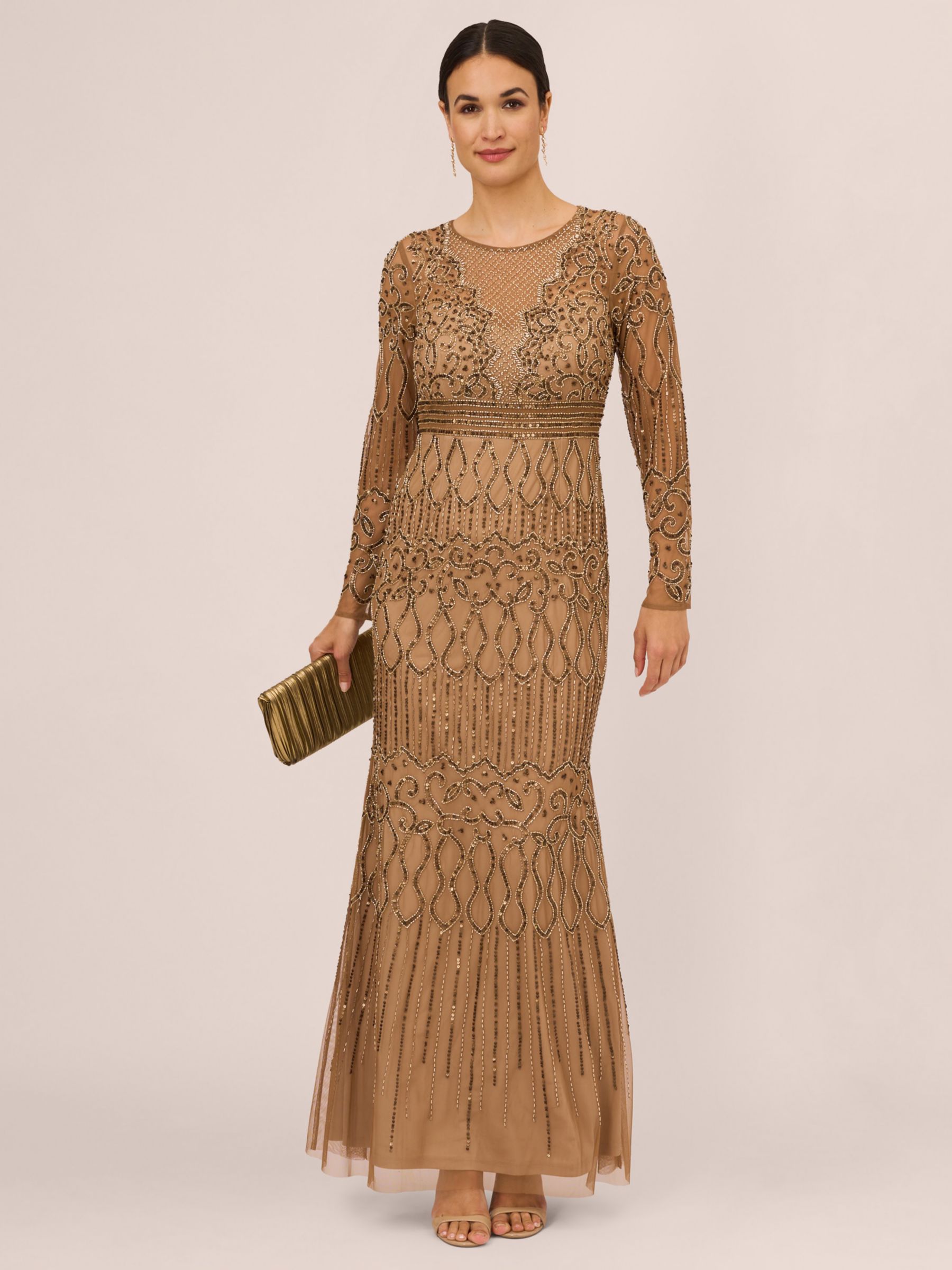 Buy Adrianna Papell Covered Bead Maxi Dress, Copper Online at johnlewis.com
