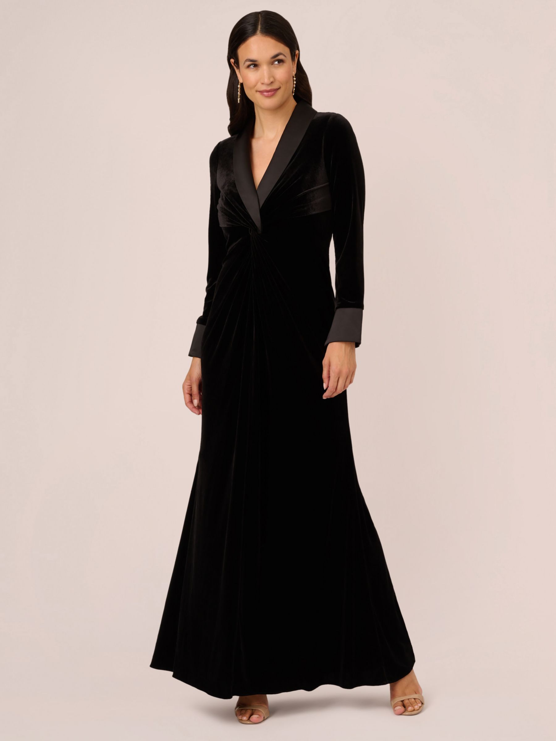 Adrianna Papell Velvet Tuxedo Maxi Dress, Black