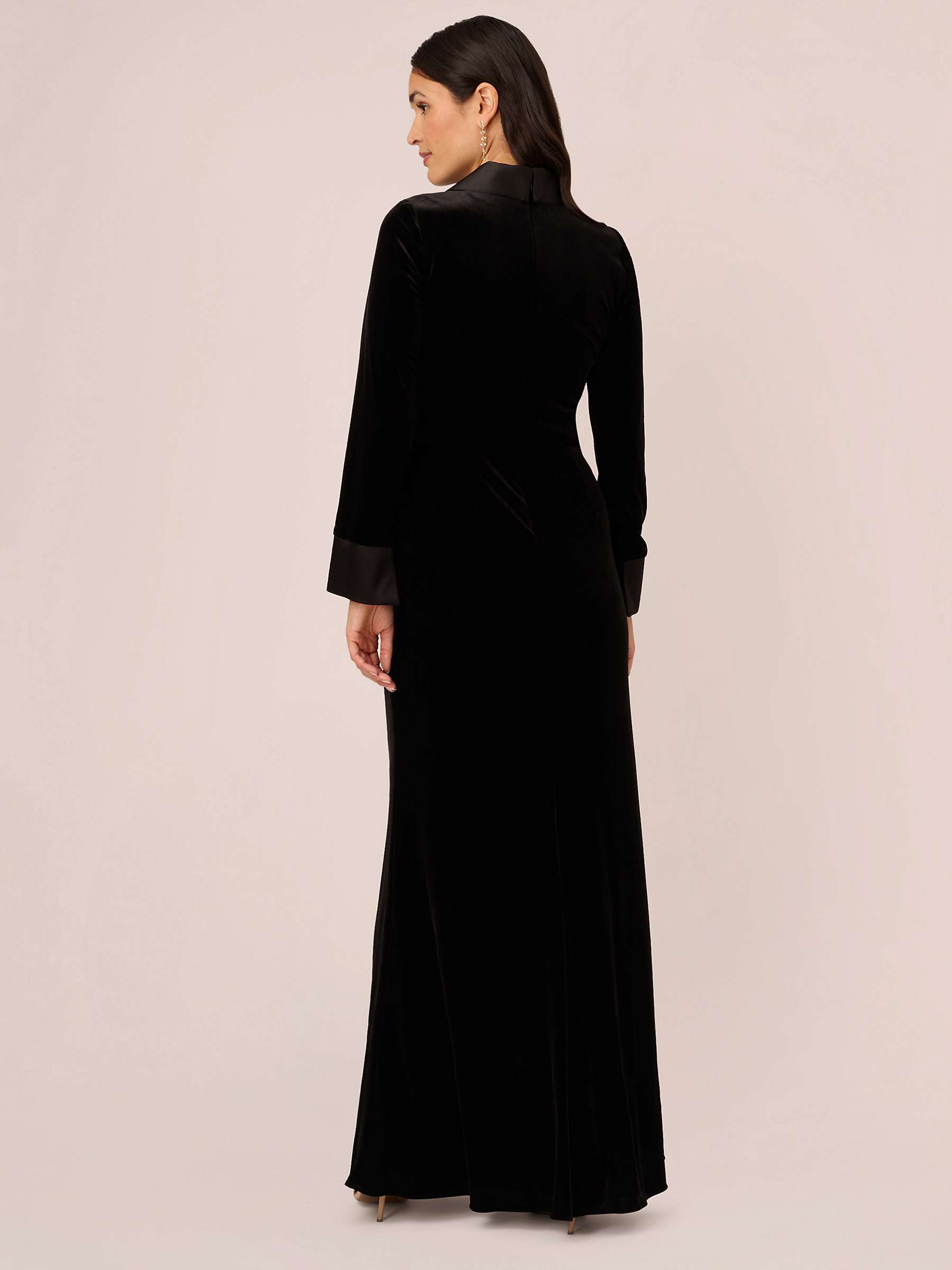 Adrianna Papell Velvet Tuxedo Maxi Dress, Black at John Lewis & Partners
