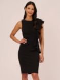 Adrianna Papell Short Ruffle Crepe Dress, Black