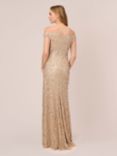 Adrianna Papell Off Shoulder Crunchy Bead Maxi Dress, Champagne, Champagne