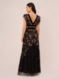 Adrianna Papell Beaded Velvet Trim Maxi Dress, Black/Multi