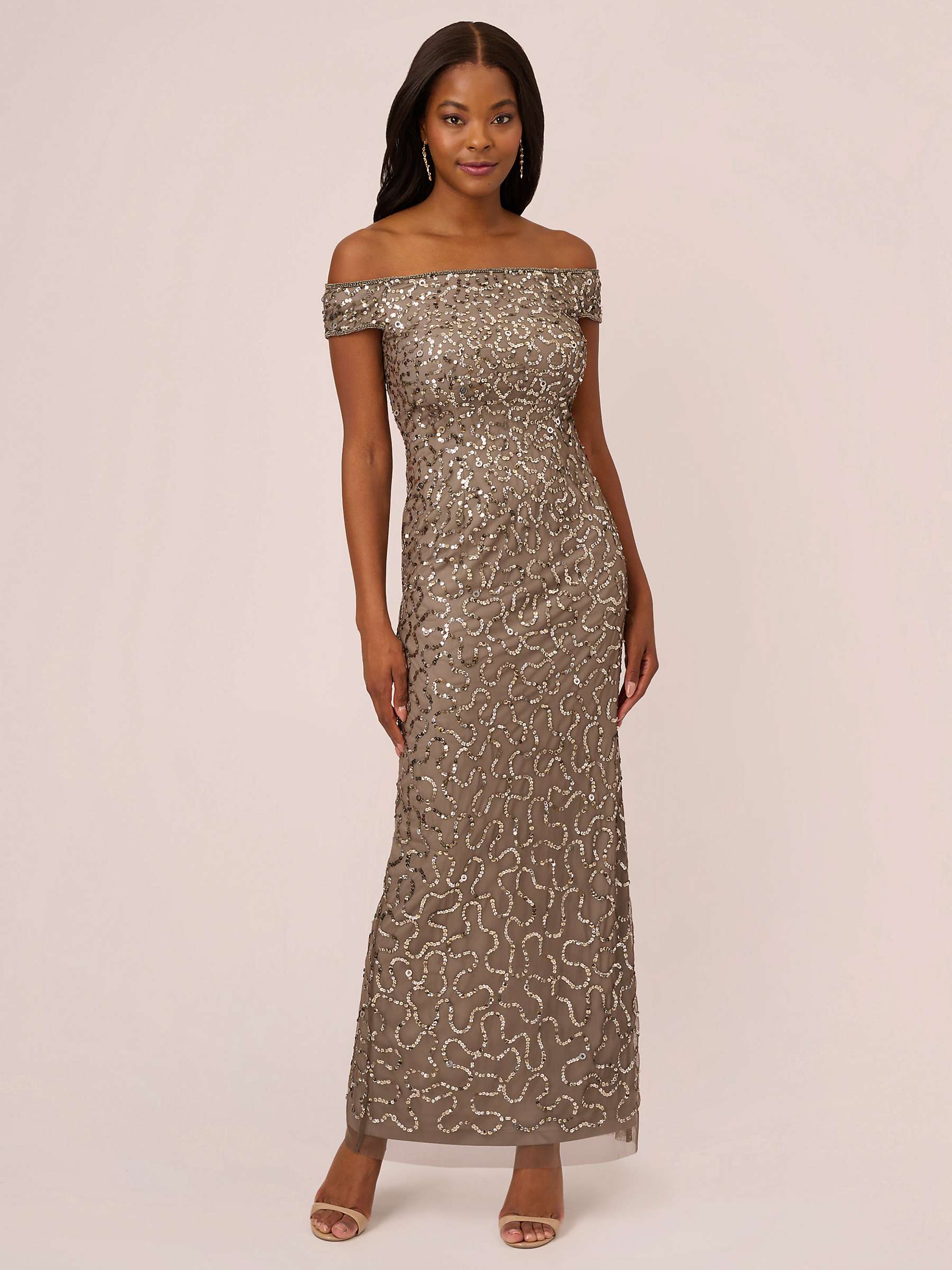 Buy Adrianna Papell Papell Studio Beaded Off the Shoulder Dress, Lead Online at johnlewis.com