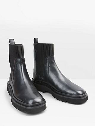 HUSH Pacey Chunky Leather Chelsea Boots, Black