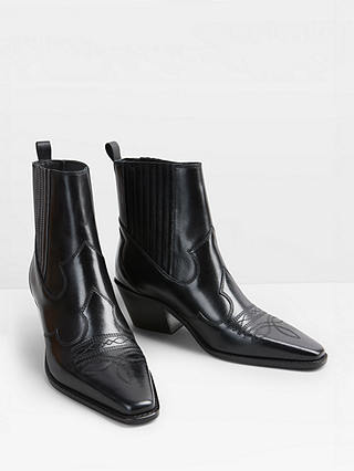 HUSH Kendall Western Leather Boots, Black