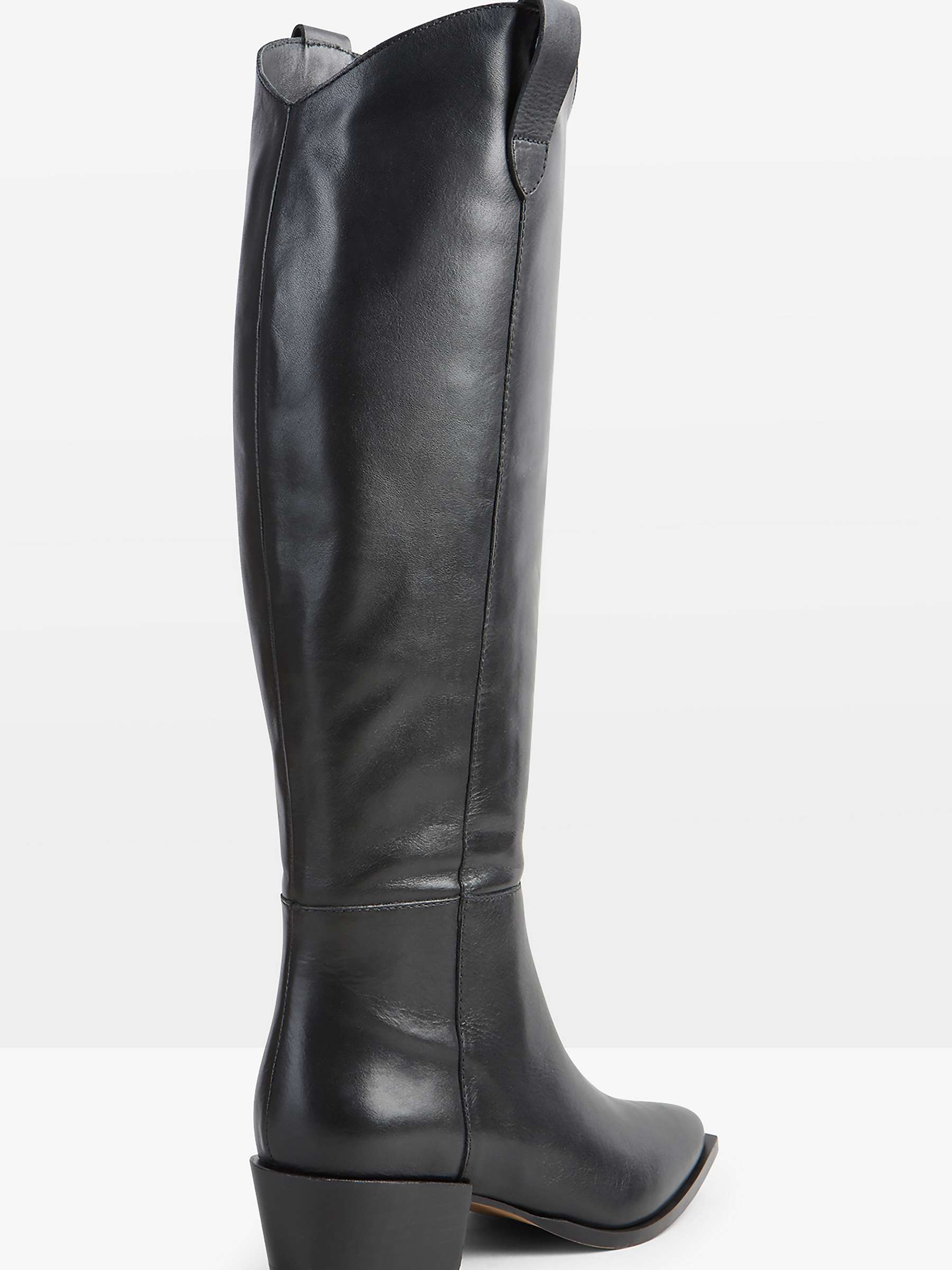 Buy HUSH Hailey Leather Western Knee Boot, Black Online at johnlewis.com