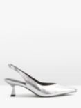 HUSH Lola Slingback Leather Kitten Heels, Silver