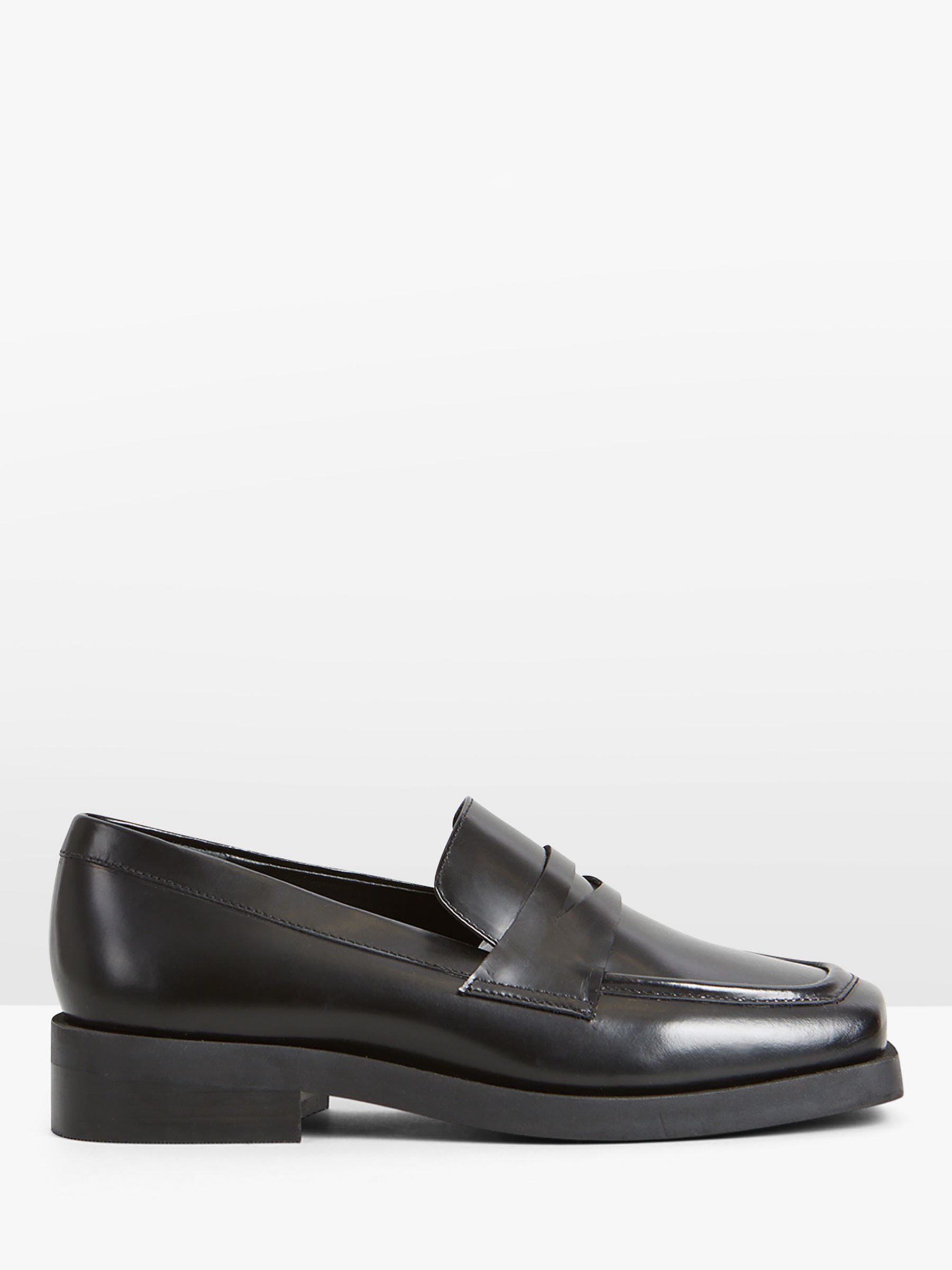 Buy HUSH Neesha Square Toe Leather Loafers, Black Online at johnlewis.com