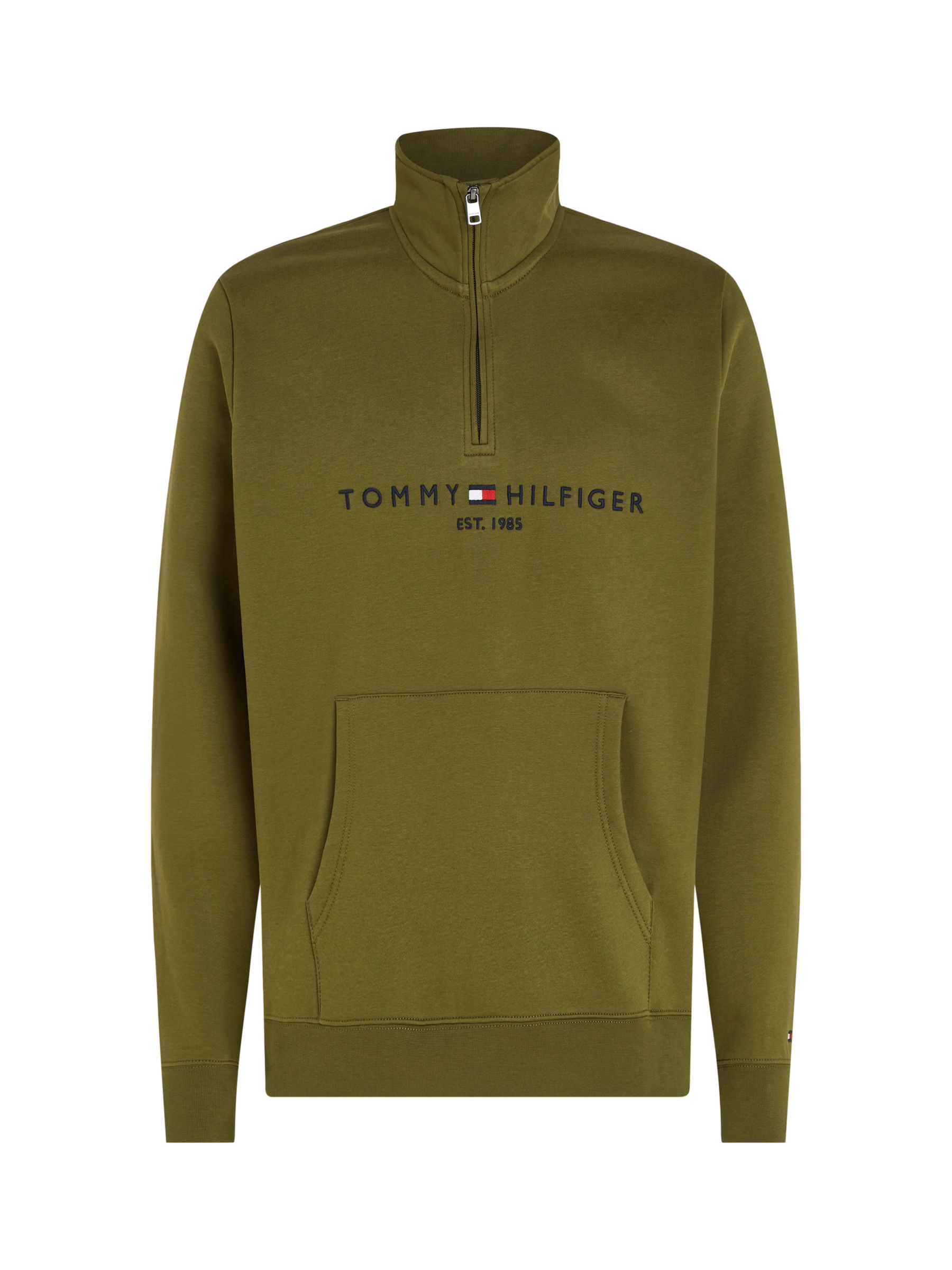 Tommy Hilfiger Mock Neck Sweatshirt, Green at John Lewis & Partners