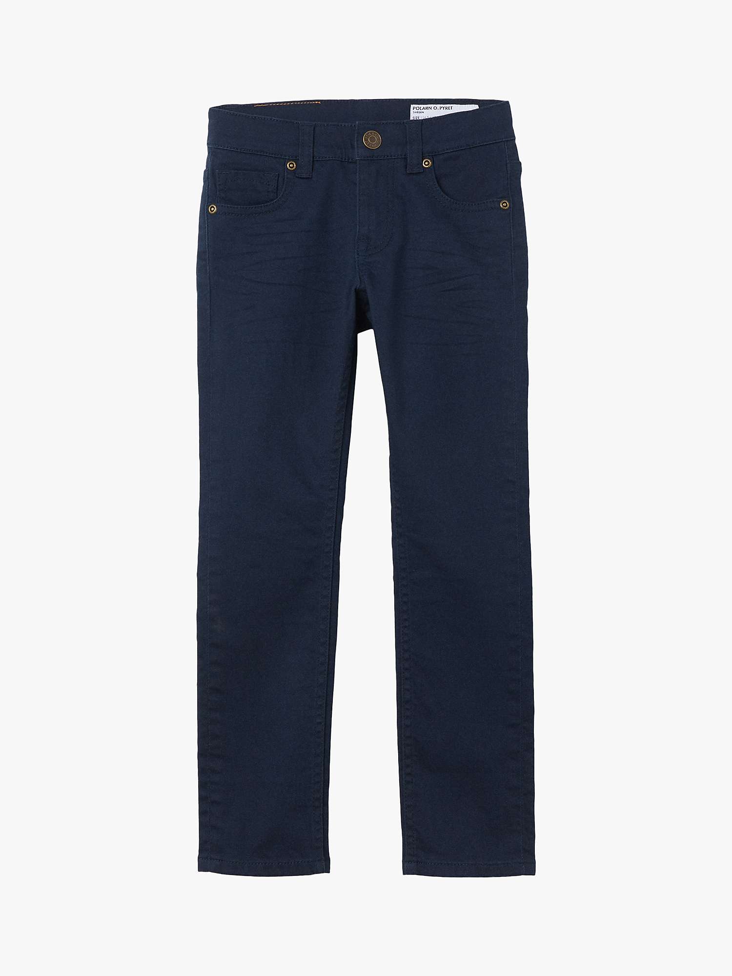 Buy Polarn O. Pyret Kids' Organic Cotton Blend Slim Jeans, Blue Online at johnlewis.com