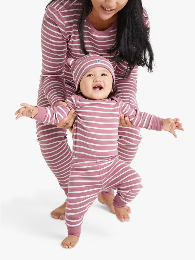 Polarn O. Pyret Baby GOTS Organic Cotton Stripe Adjustable Waist Leggings,  Pink, 1-2 months