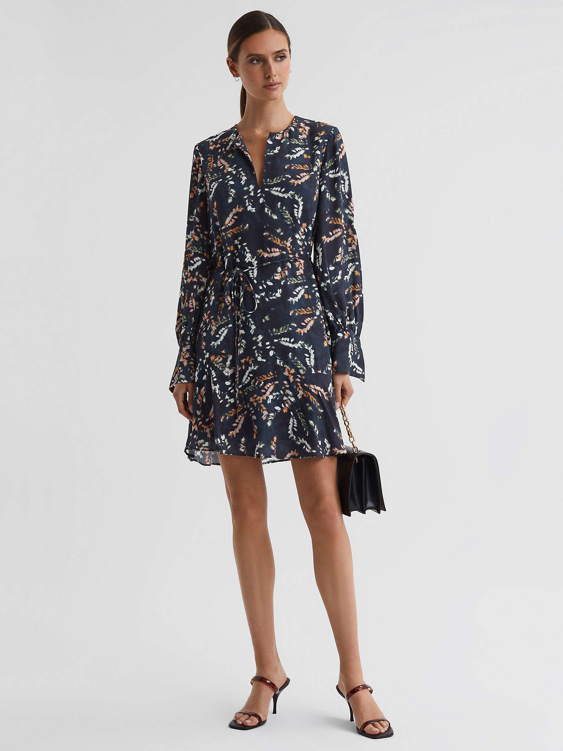 Buy Reiss Hayley Floral Print Mini Dress, Black Online at johnlewis.com
