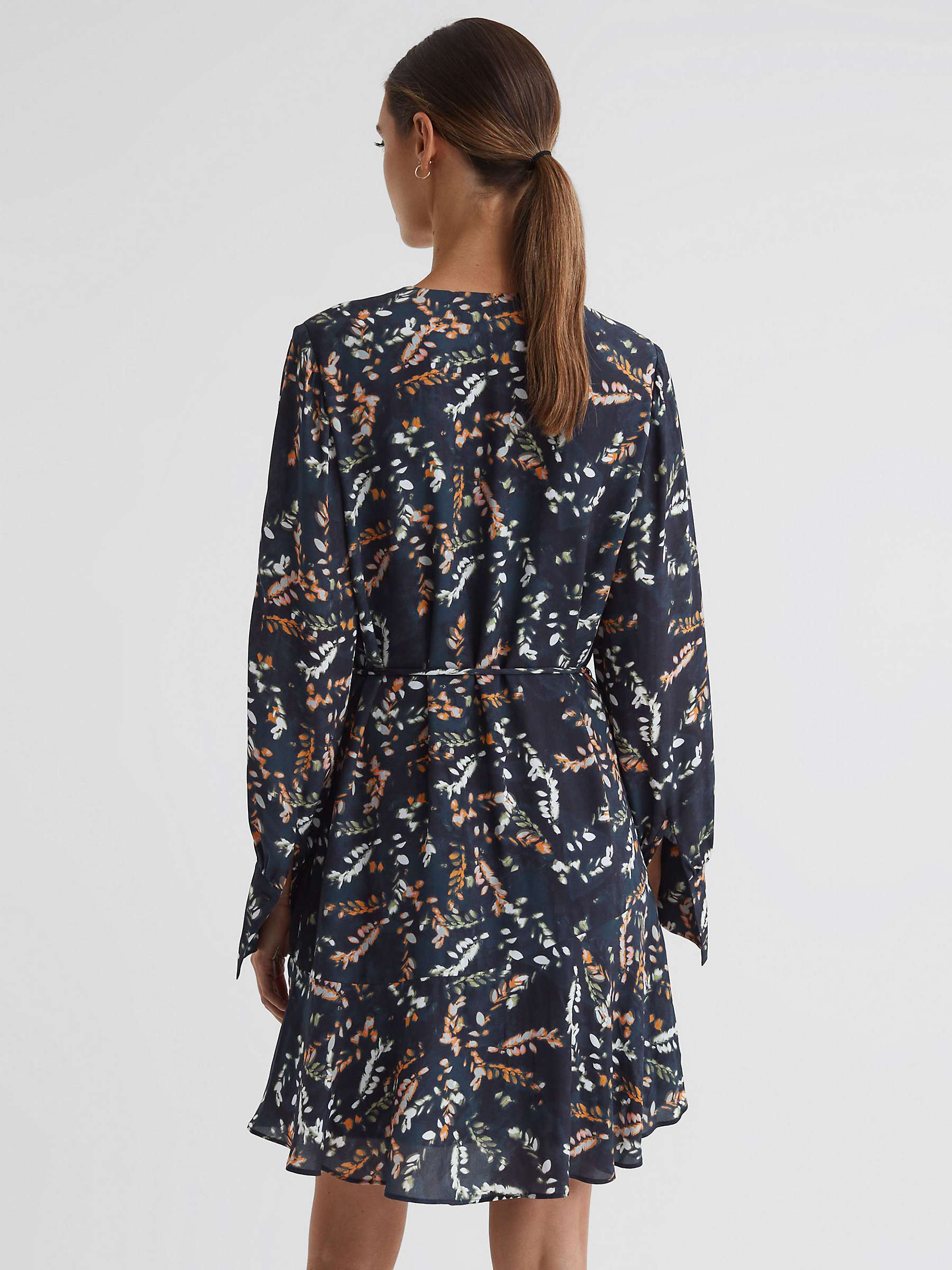 Buy Reiss Hayley Floral Print Mini Dress, Black Online at johnlewis.com