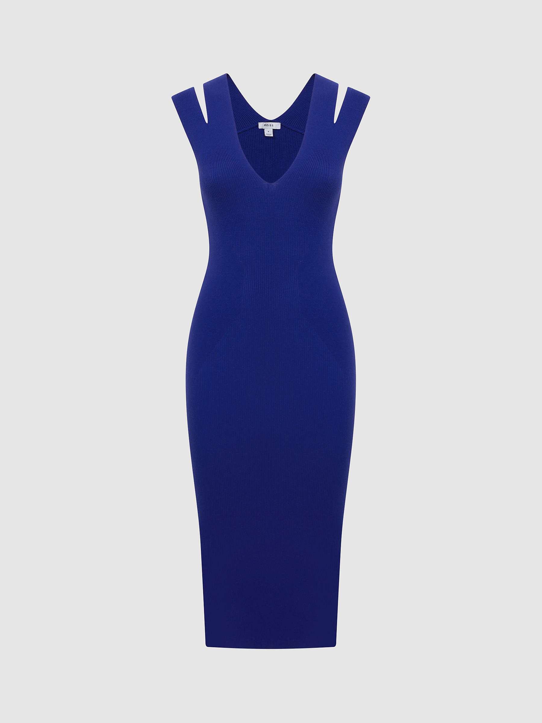 Buy Reiss Kara Knit Ribbed Bodycon Midi Dress, Purple Online at johnlewis.com