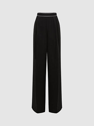 Reiss Petite Abigail Stripe Waistband Trousers, Black
