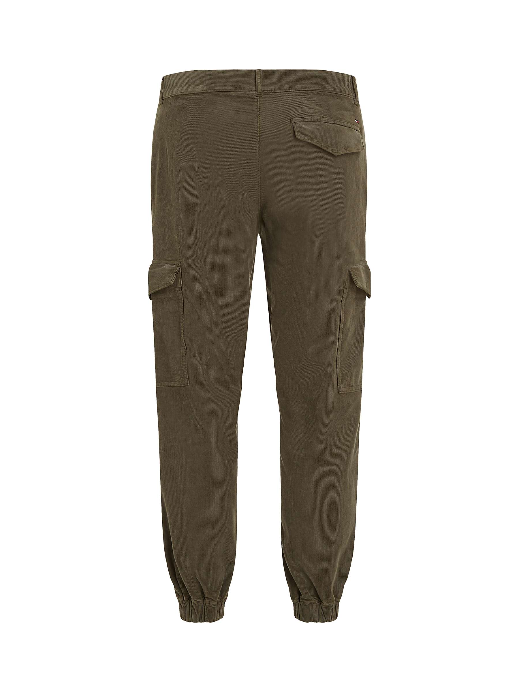Tommy Hilfiger Cotton Blend Corduroy Cargo Trousers, Army Green at John ...