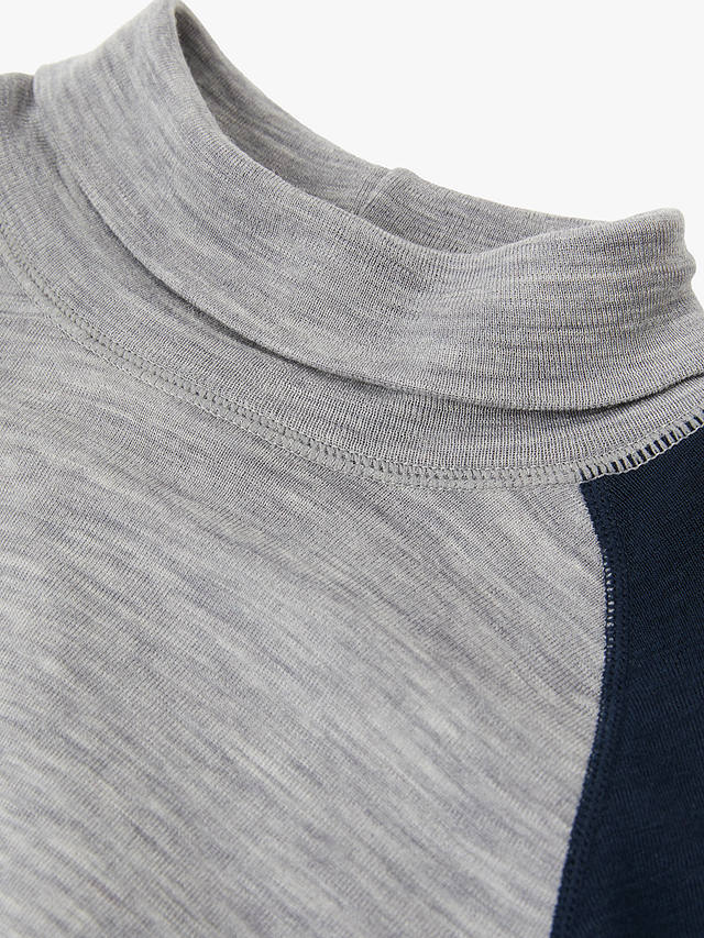 Polarn O. Pyret Kids' Thermal Fine Knit Merino Wool Top, Blue/Grey at ...