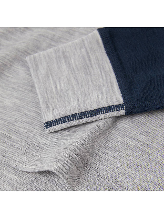 Polarn O. Pyret Kids' Thermal Fine Knit Merino Wool Top, Blue/Grey