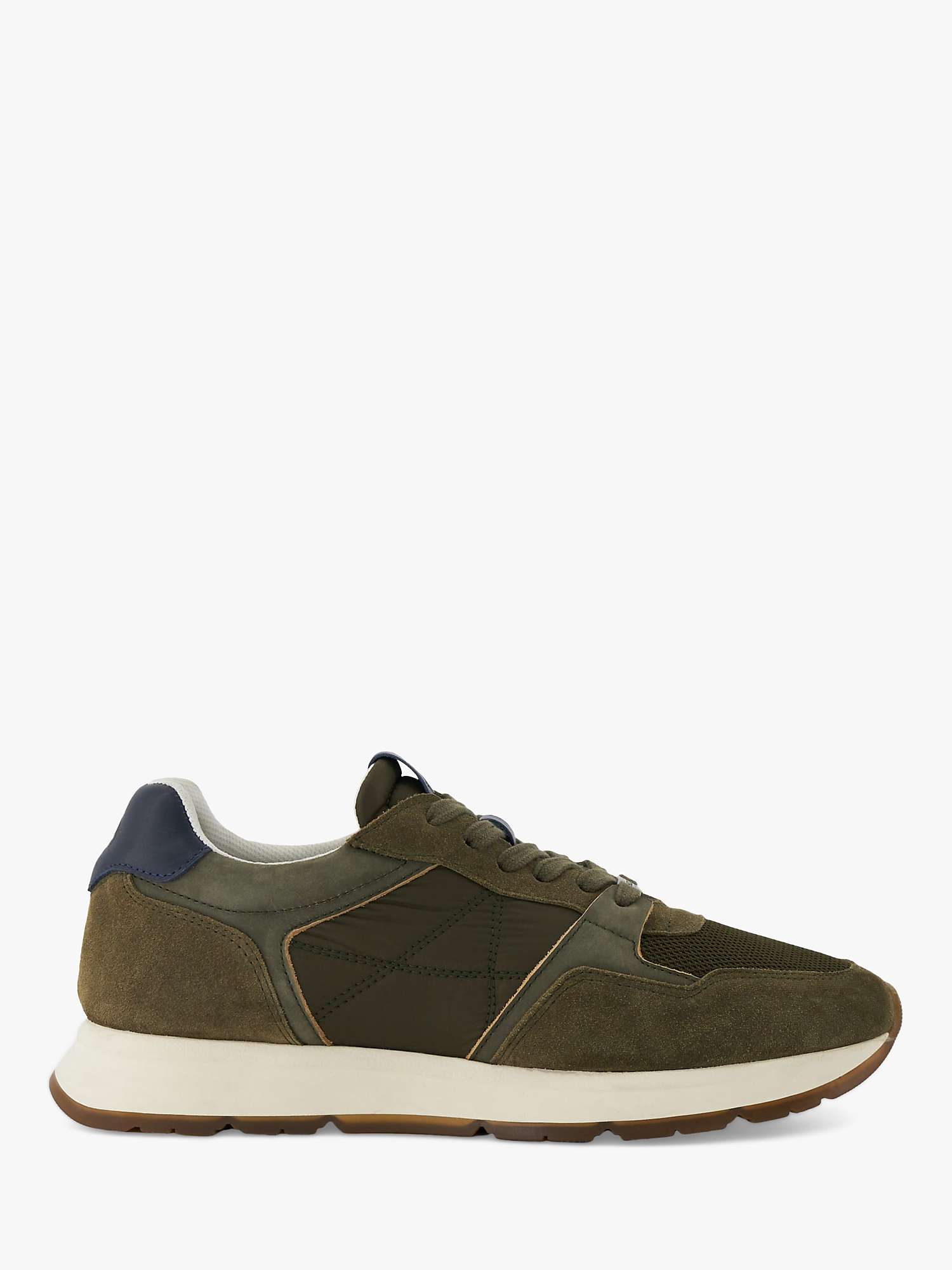 Dune Tangent Suede Trainers, Khaki at John Lewis & Partners