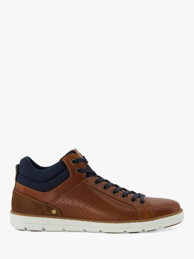 Dune Southern Leather Hi-Top Trainers, Tan