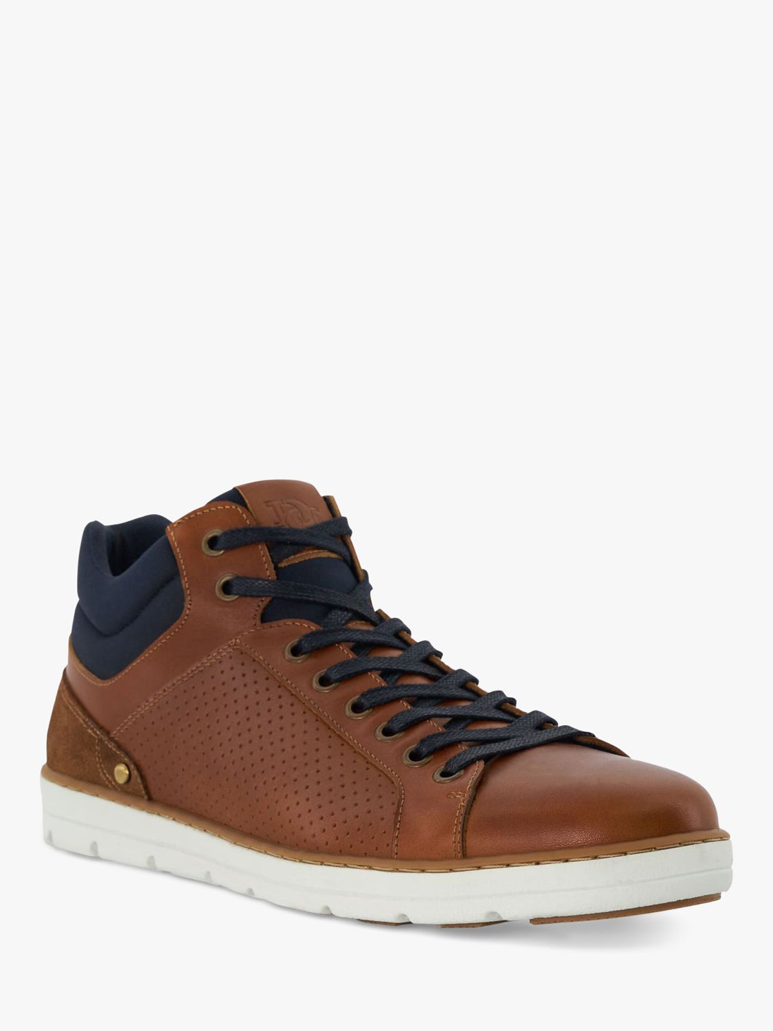 Dune Southern Leather Hi-Top Trainers, Tan at John Lewis & Partners
