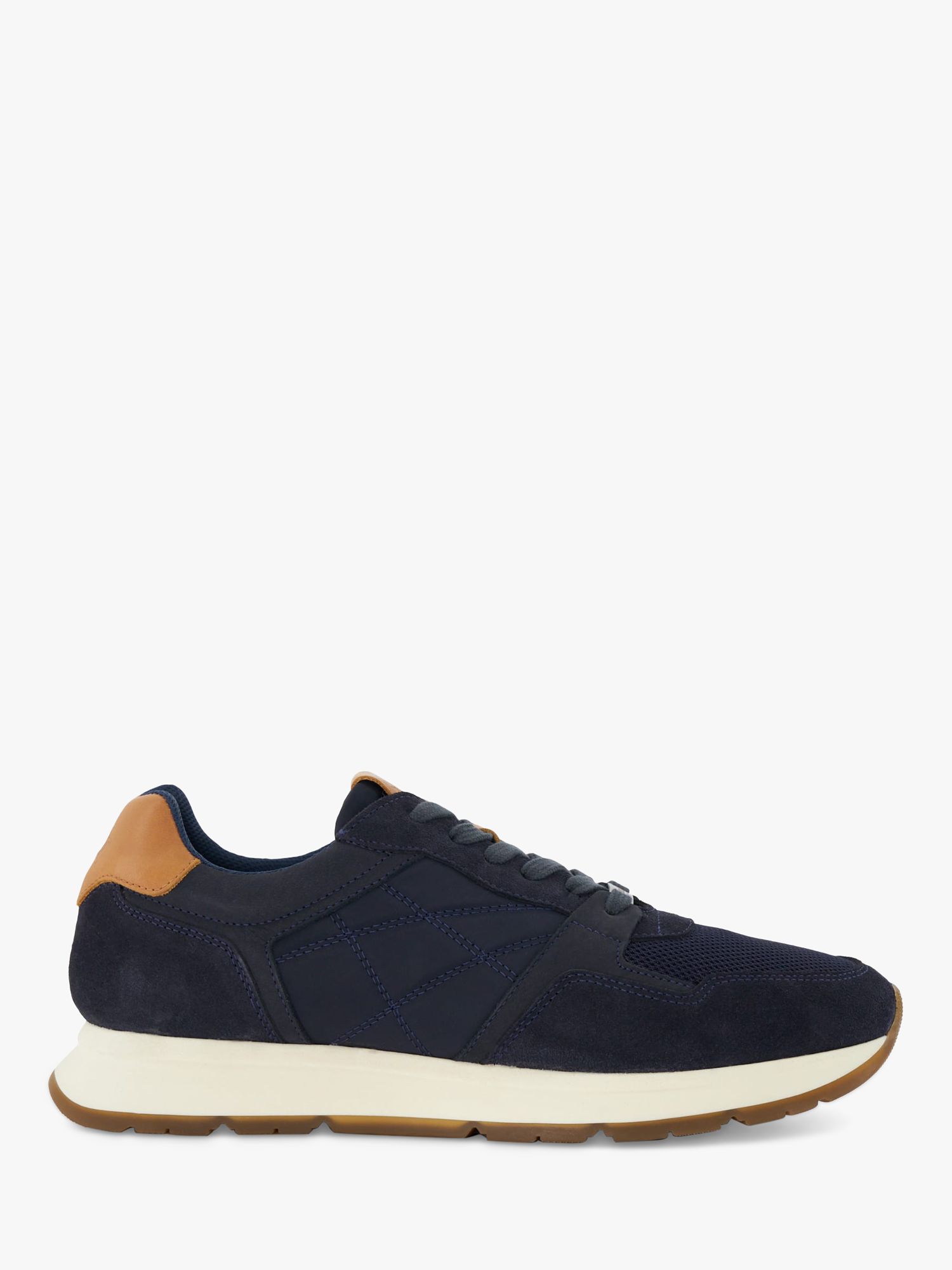 Dune Tangent Suede Trainers, Navy/Brown at John Lewis & Partners