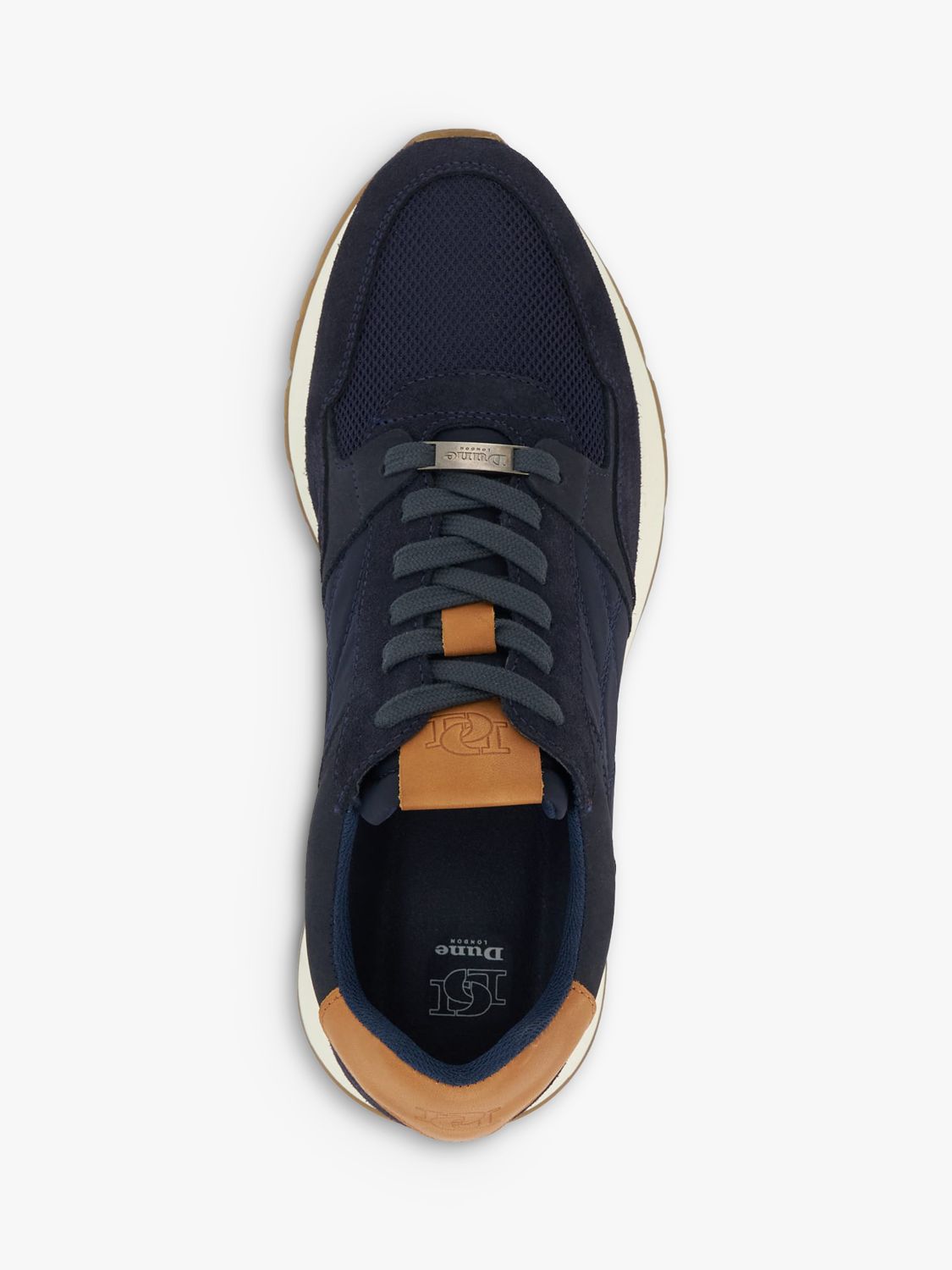 Dune Tangent Suede Trainers, Navy/Brown at John Lewis & Partners