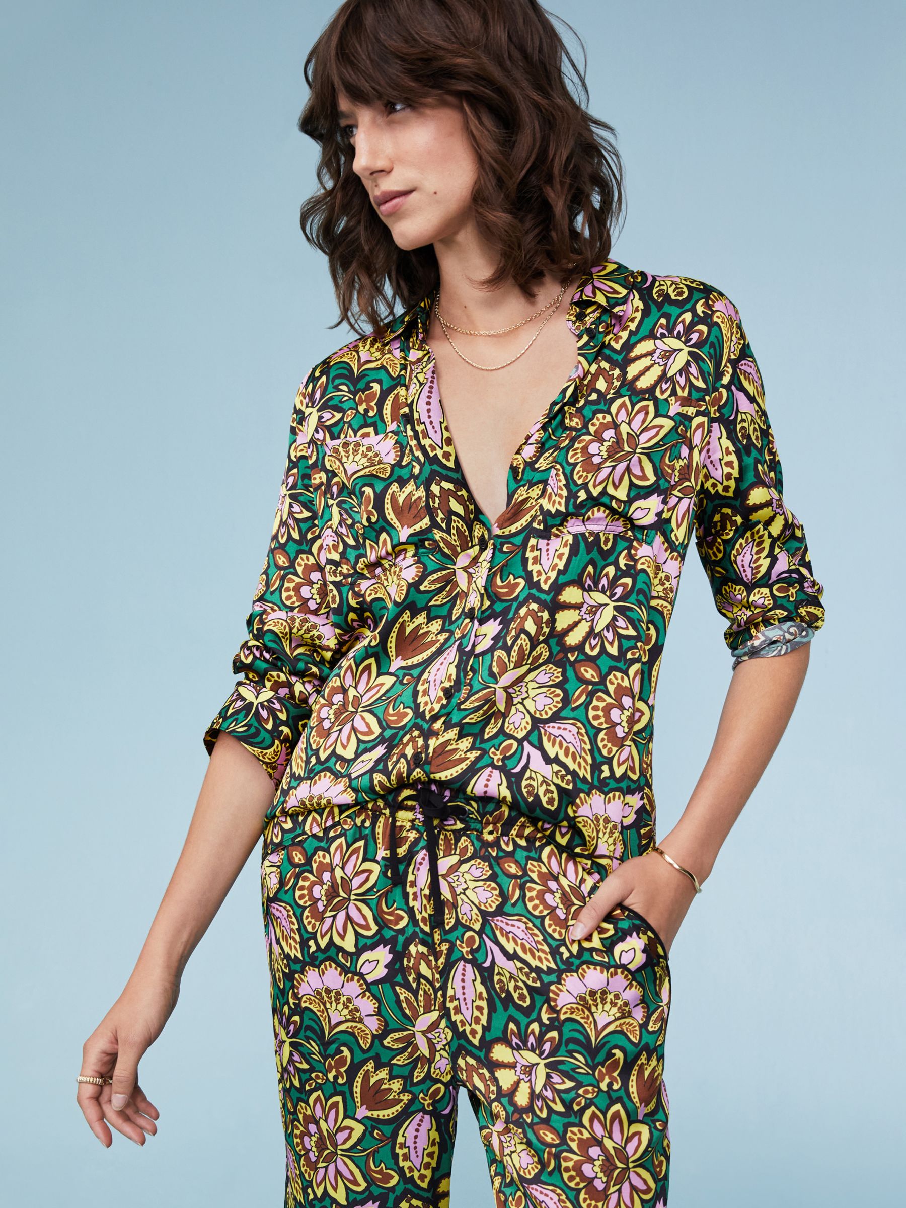 Buy Baukjen Kamilah Floral Shirt, Emerald/Multi Online at johnlewis.com