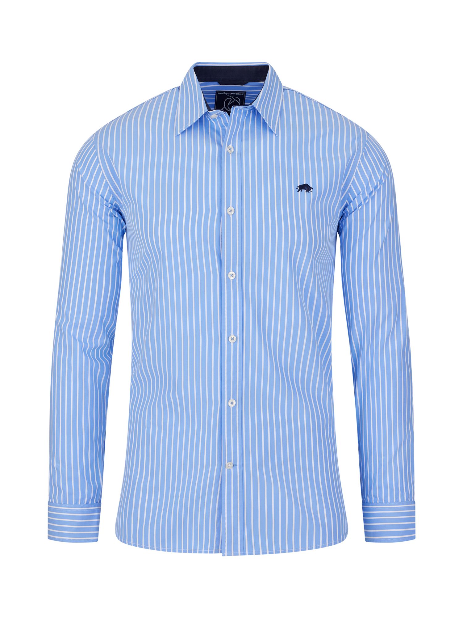 Raging Bull Classic Long Sleeve Stripe Shirt, Blue/White at John Lewis ...