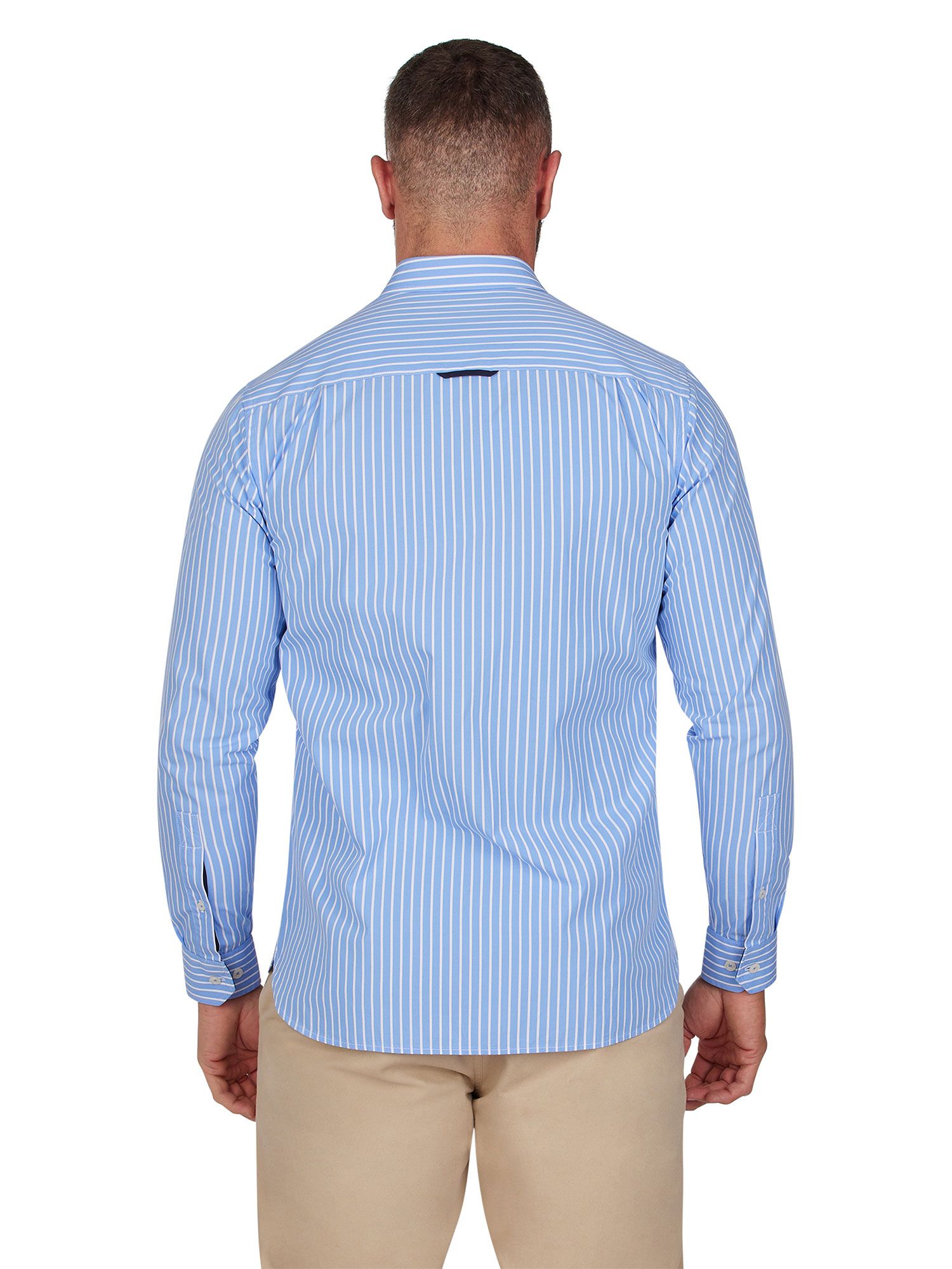 Raging Bull Classic Long Sleeve Stripe Shirt, Blue/White, L