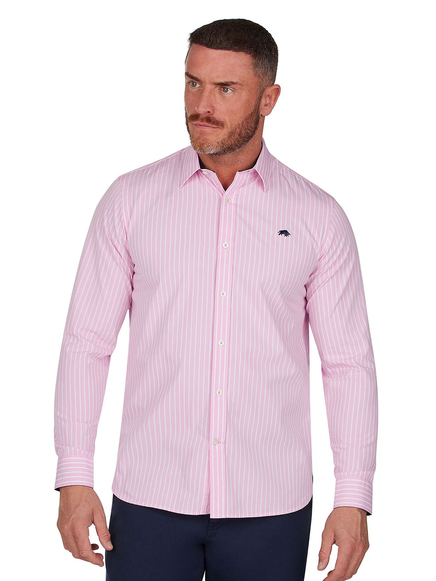 Buy Raging Bull Classic Long Sleeve Stripe Shirt, Pink Online at johnlewis.com