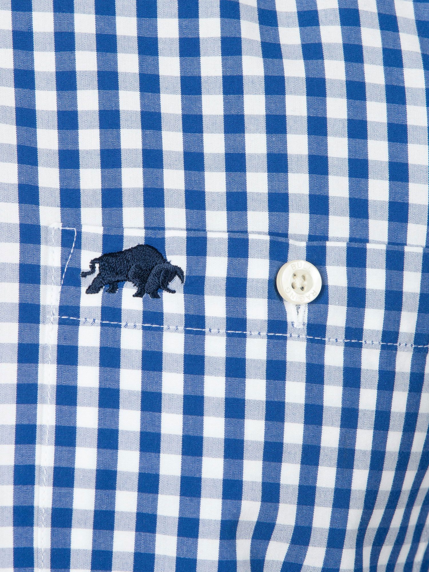 Raging Bull Long Sleeve Gingham Check Shirt, Navy at John Lewis & Partners