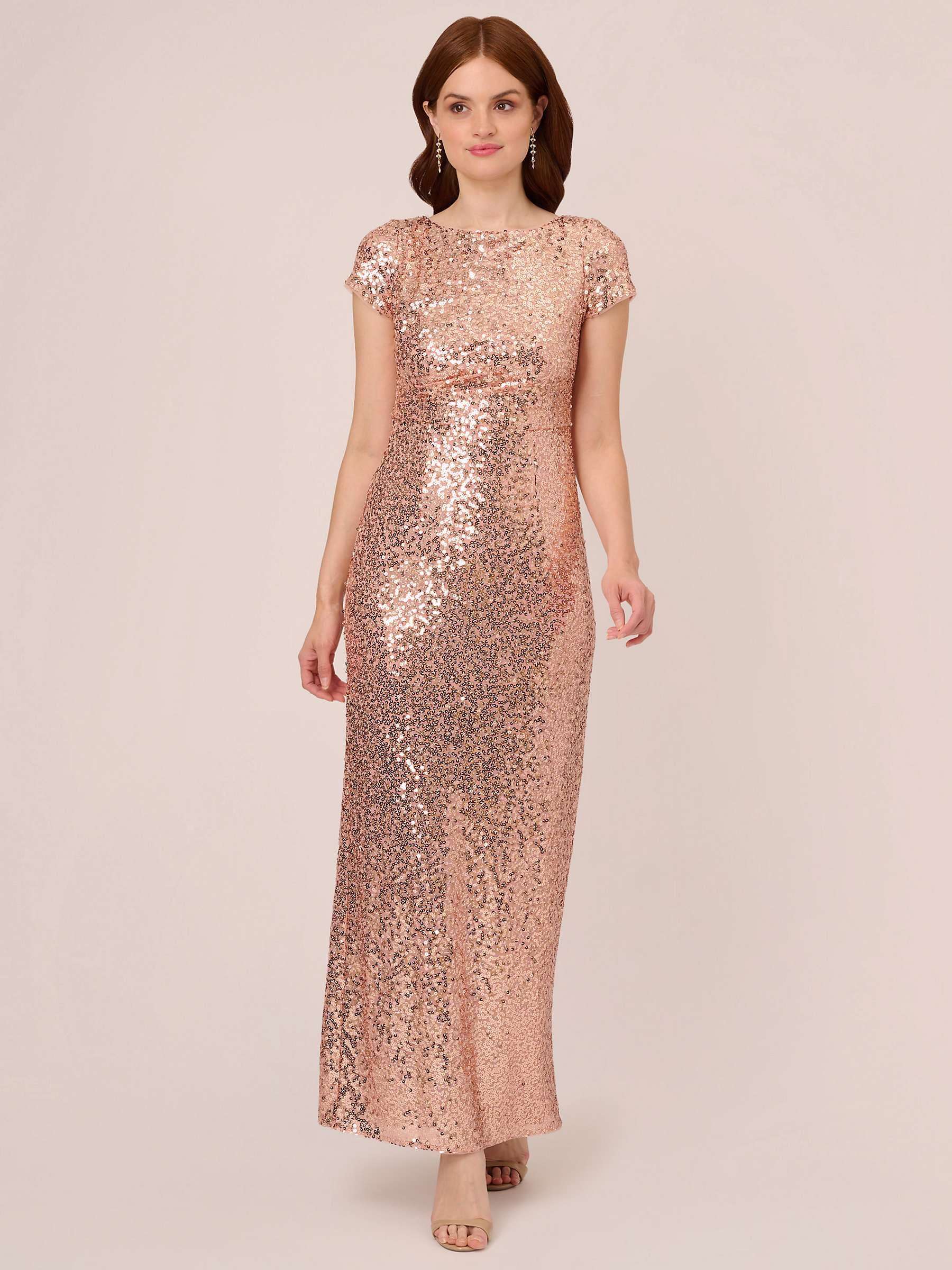 Buy Adrianna Papell Studio Sequin Column Maxi Dress, Rose Gold Online at johnlewis.com