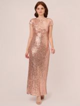 Adrianna Papell Studio Sequin Column Maxi Dress Rose Gold at John