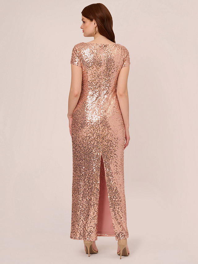 Adrianna Papell Studio Sequin Column Maxi Dress, Rose Gold