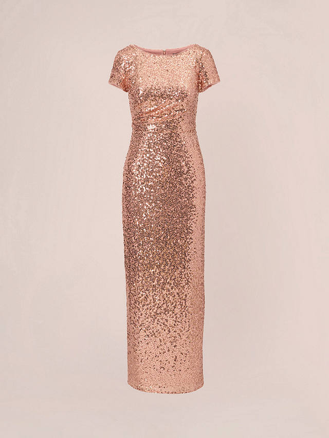 Adrianna Papell Studio Sequin Column Maxi Dress, Rose Gold