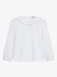 Trotters Kids' Lottie Pleated Collar Jersey Blouse, White