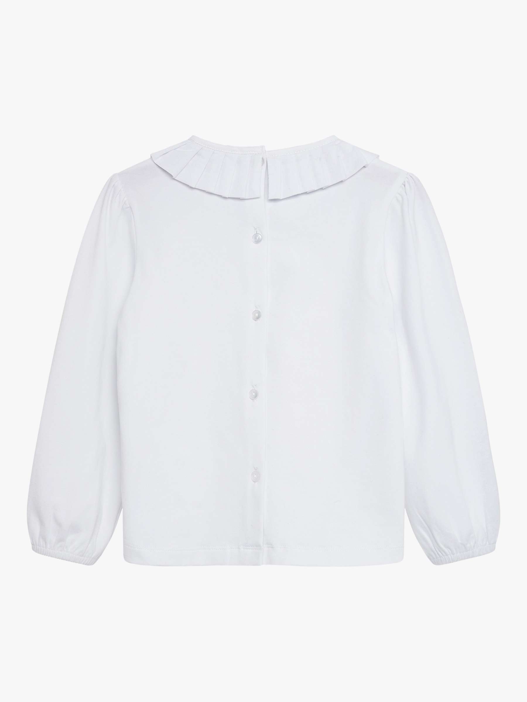 Buy Trotters Kids' Lottie Pleated Collar Jersey Blouse, White Online at johnlewis.com