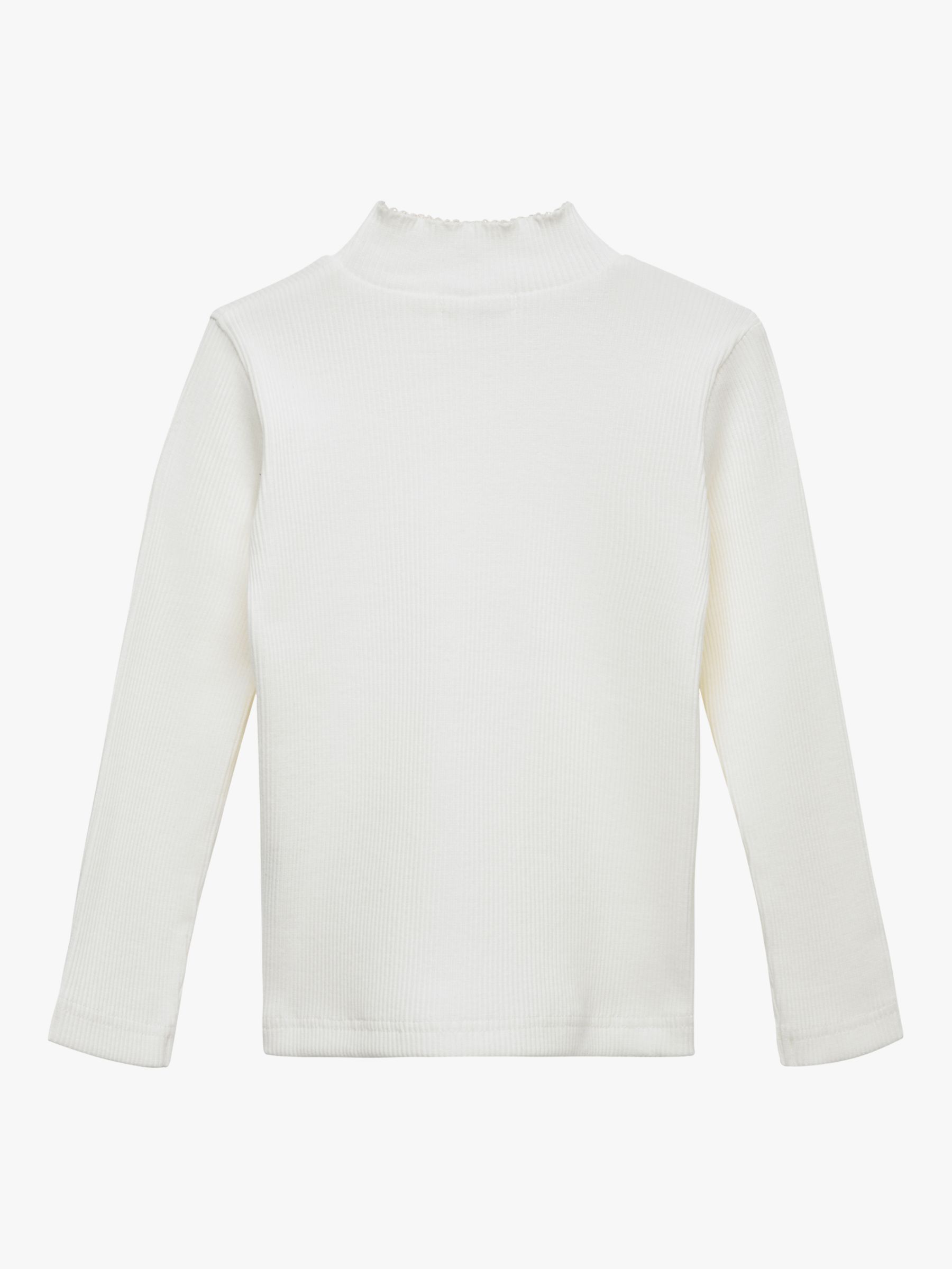 Trotters Kids' Grace Bow Detail Jersey Top, White at John Lewis & Partners