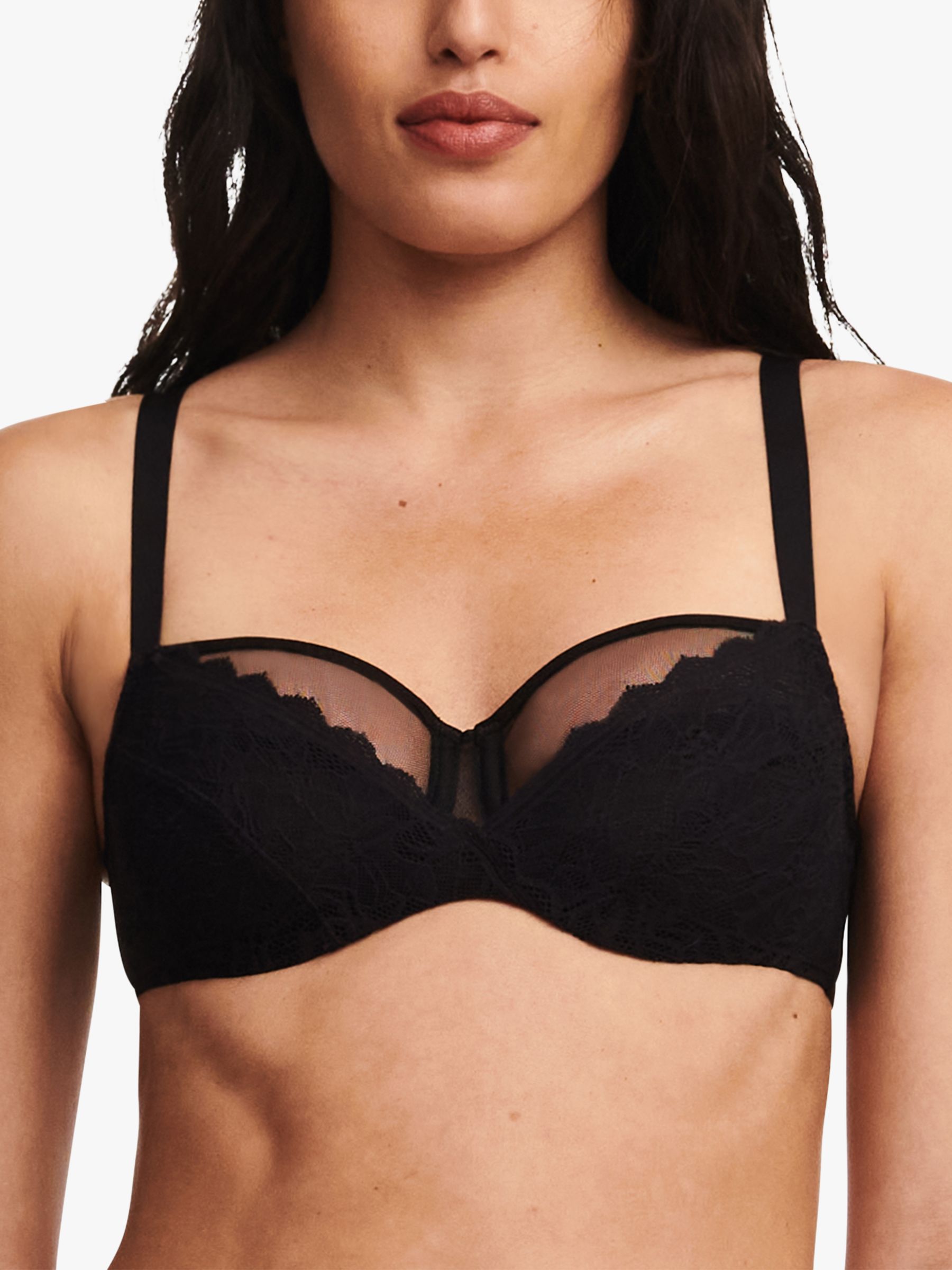 Chantelle Floral Touch Full Cup Bra, Black at John Lewis & Partners