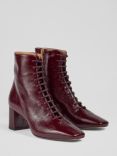 L.K.Bennett x Ascot Collection: Arabella Patent Lace Up Boots, Red