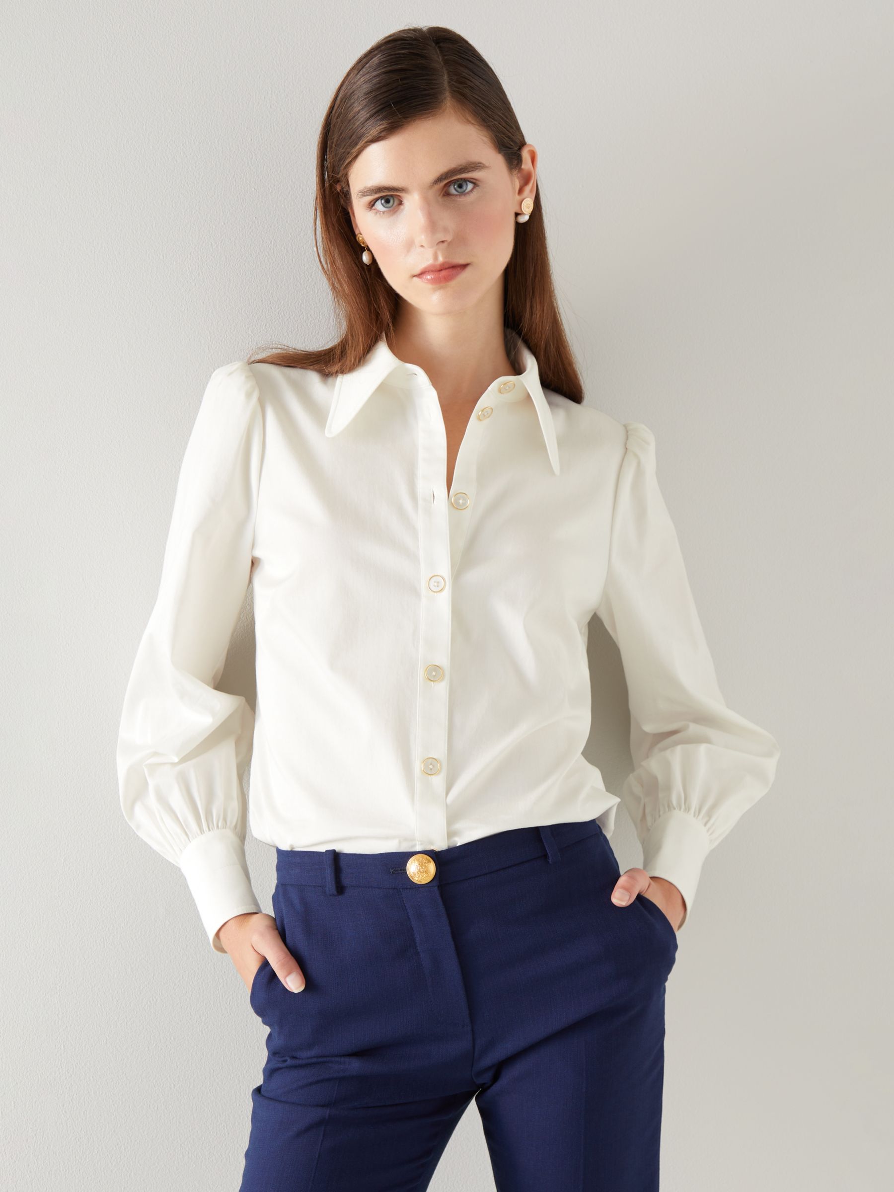 L.K.Bennett Sonya Cotton Shirt, White at John Lewis & Partners