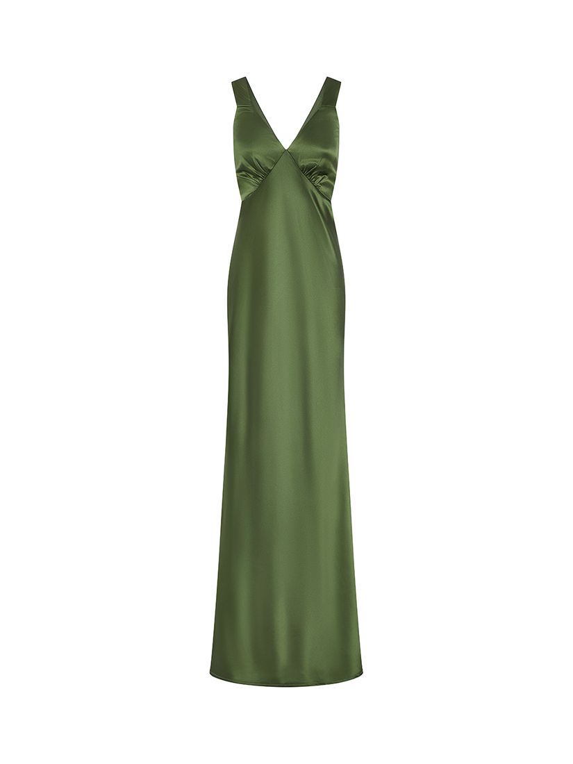 Rewritten Amelia Satin Maxi Dress, Olive Green